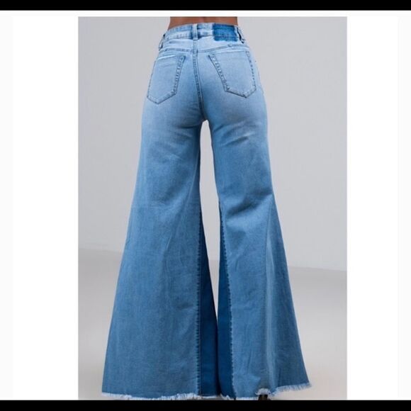 UNIQ BY LITZ Wide-Leg Bellbottom Star Jeans Blue size 30 - Picture 3 of 14